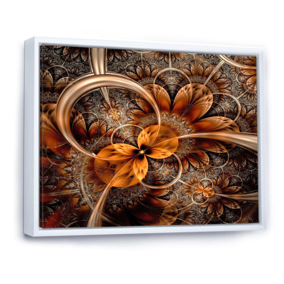 Dark Orange Fractal Flower - Modern Canvas Wall Art