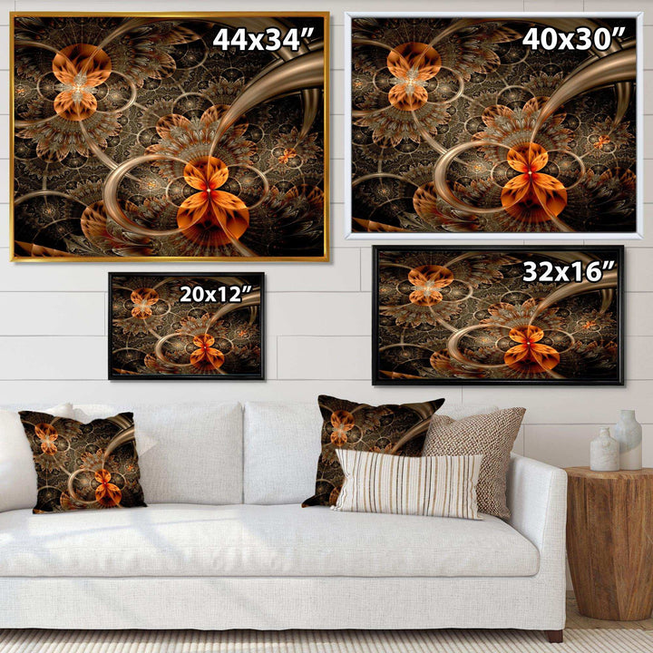 Dark Orange Symmetrical Flower - Modern Wall Art Prints