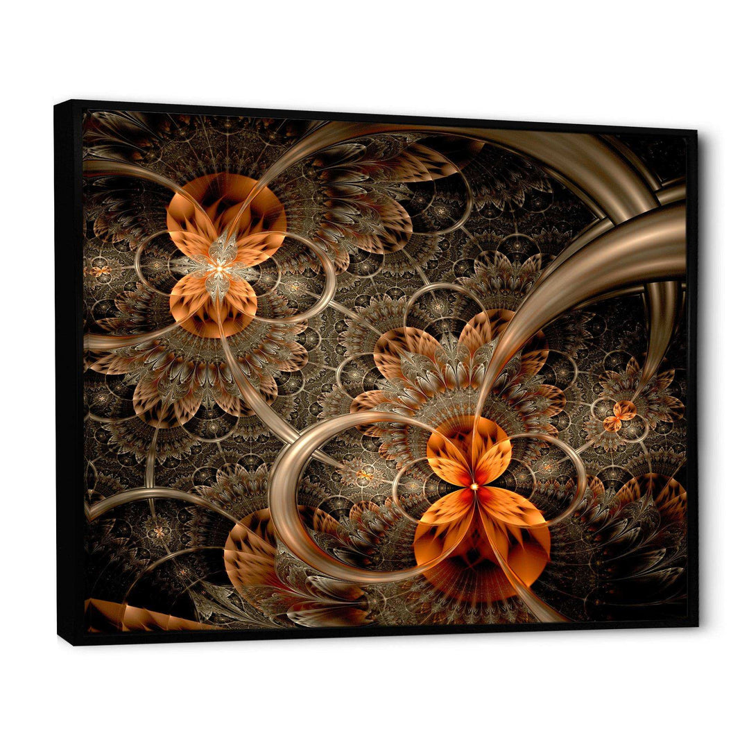 Dark Orange Symmetrical Flower - Modern Wall Art Prints
