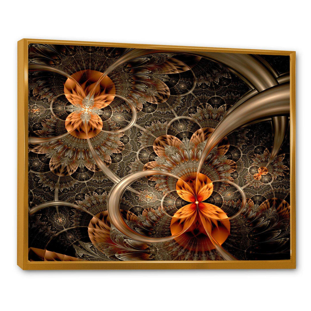 Dark Orange Symmetrical Flower - Modern Wall Art Prints
