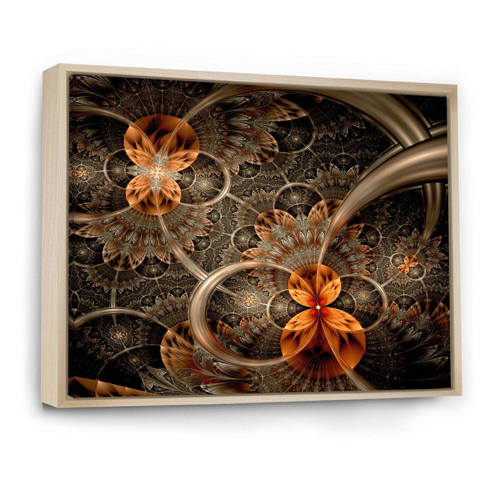 Dark Orange Symmetrical Flower - Modern Wall Art Prints