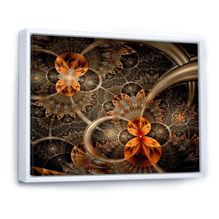 Dark Orange Symmetrical Flower - Modern Wall Art Prints
