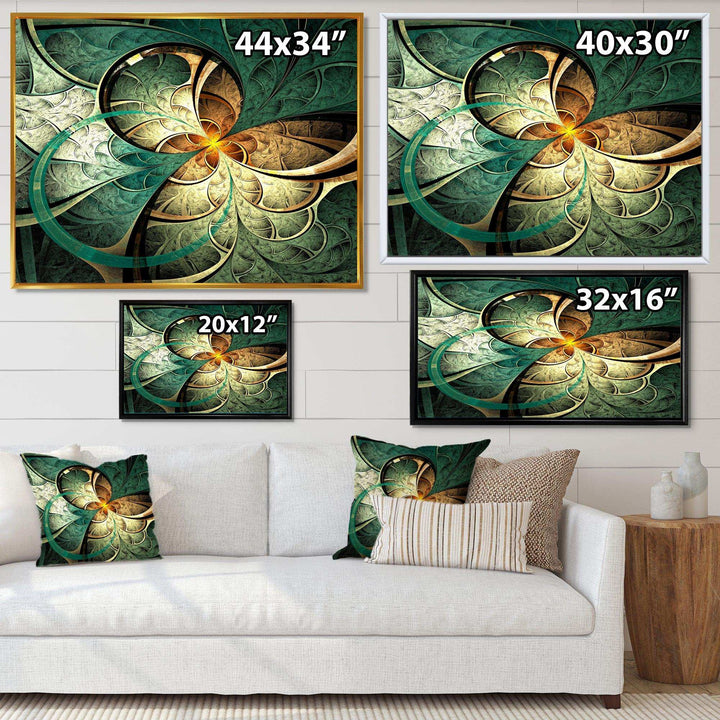 Dark Yellow Green Fractal Flower - Modern Canvas Wall Art