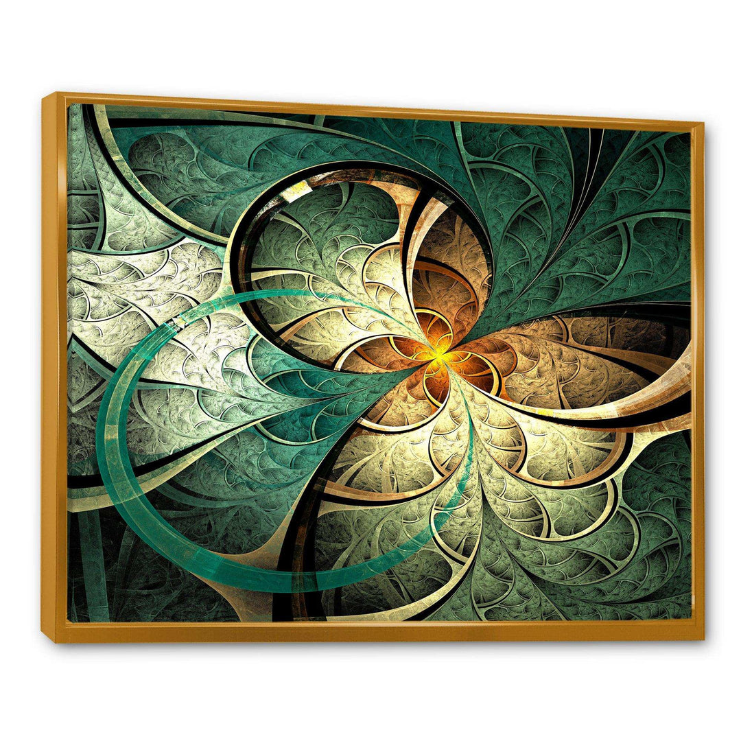 Dark Yellow Green Fractal Flower - Modern Canvas Wall Art
