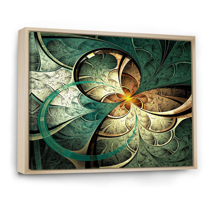 Dark Yellow Green Fractal Flower - Modern Canvas Wall Art