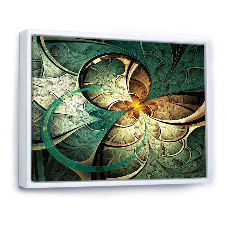 Dark Yellow Green Fractal Flower - Modern Canvas Wall Art