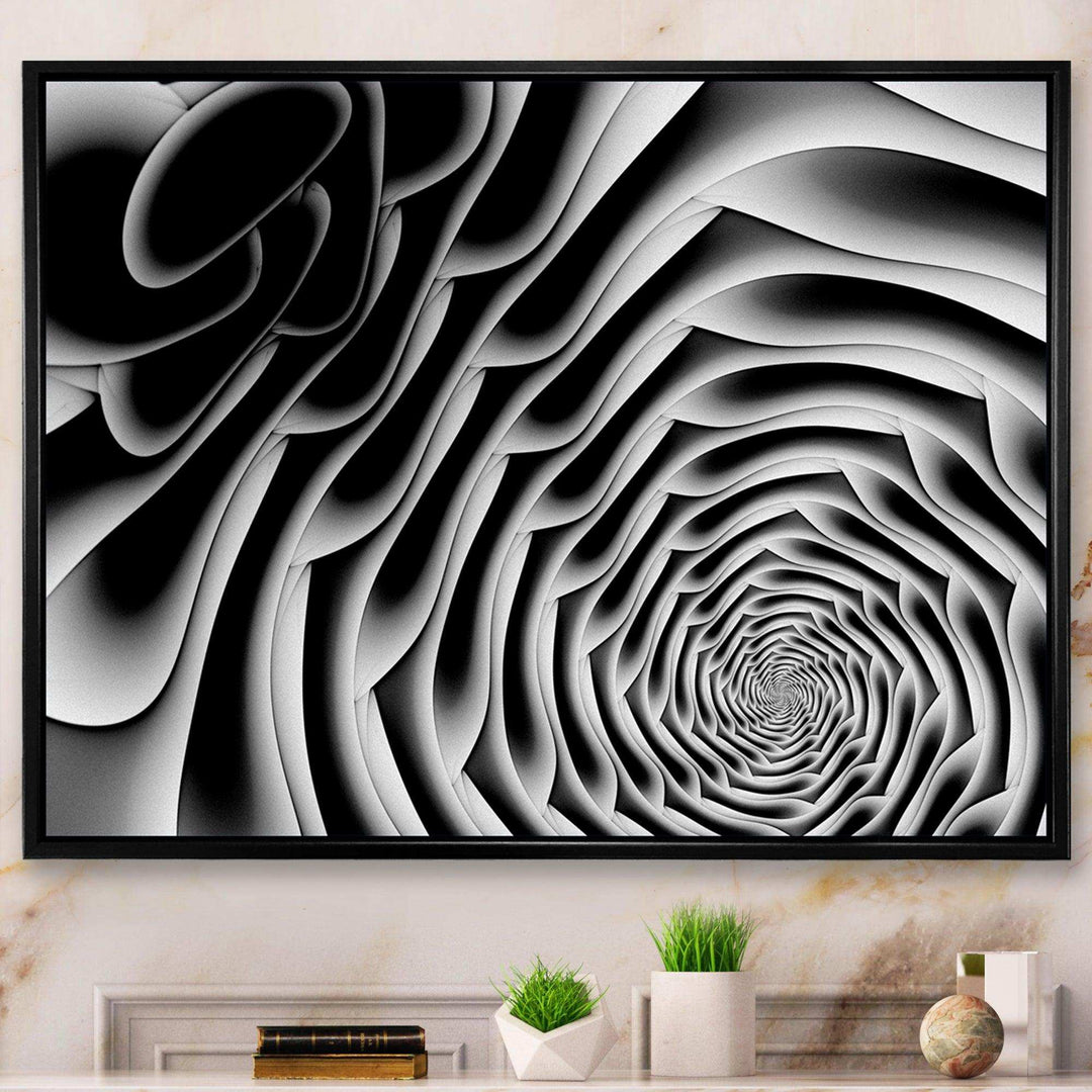 White Flower Shaped Fractal Art - Modern Bedroom Wall Art