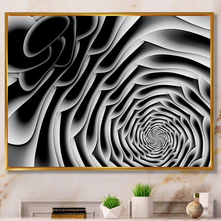 White Flower Shaped Fractal Art - Modern Bedroom Wall Art