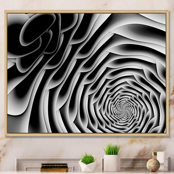 White Flower Shaped Fractal Art - Modern Bedroom Wall Art