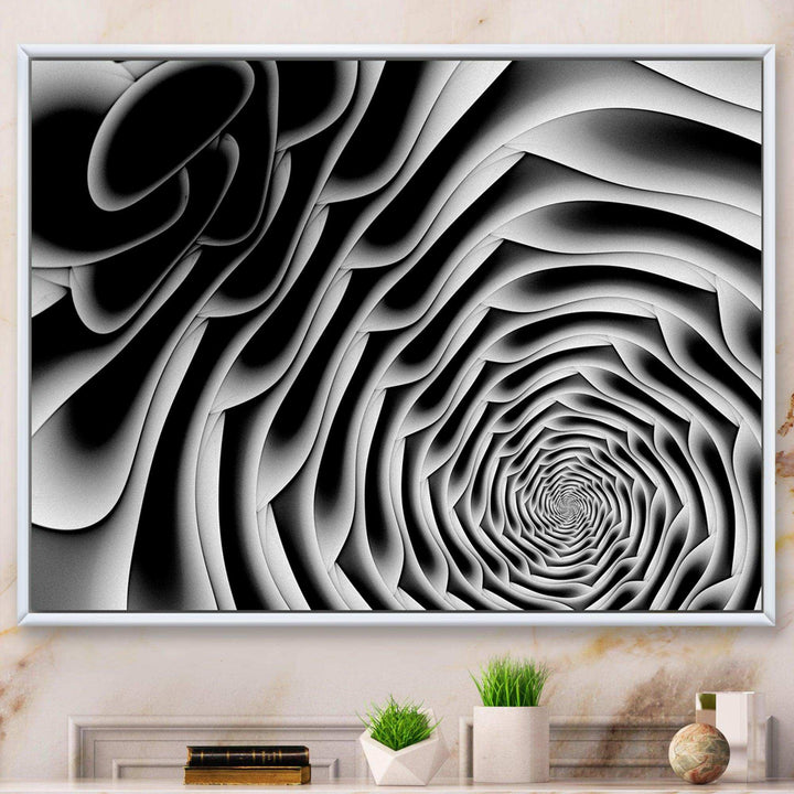 White Flower Shaped Fractal Art - Modern Bedroom Wall Art