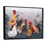 Group of Rooster in Gray Farm background