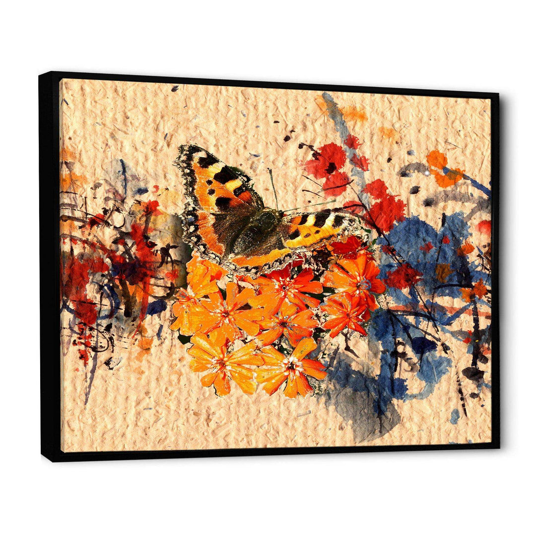 Orange Buttlerfly in Watercolor Painting - Floral Wall Art Prints