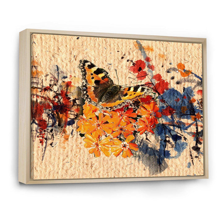 Orange Buttlerfly in Watercolor Painting - Floral Wall Art Prints