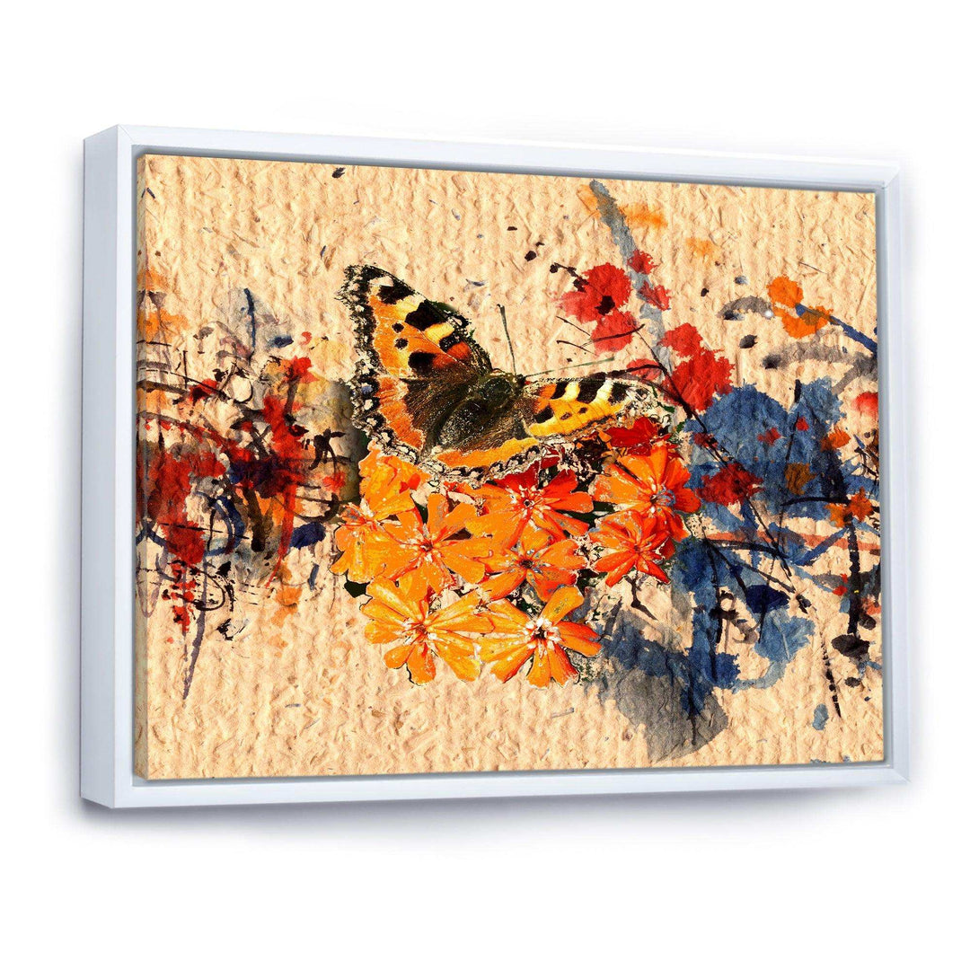 Orange Buttlerfly in Watercolor Painting - Floral Wall Art Prints