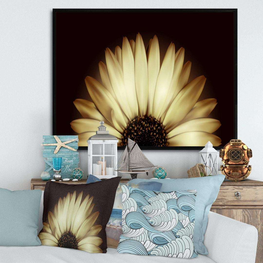 Sunflower in Black background - Floral Canvas Wall Art