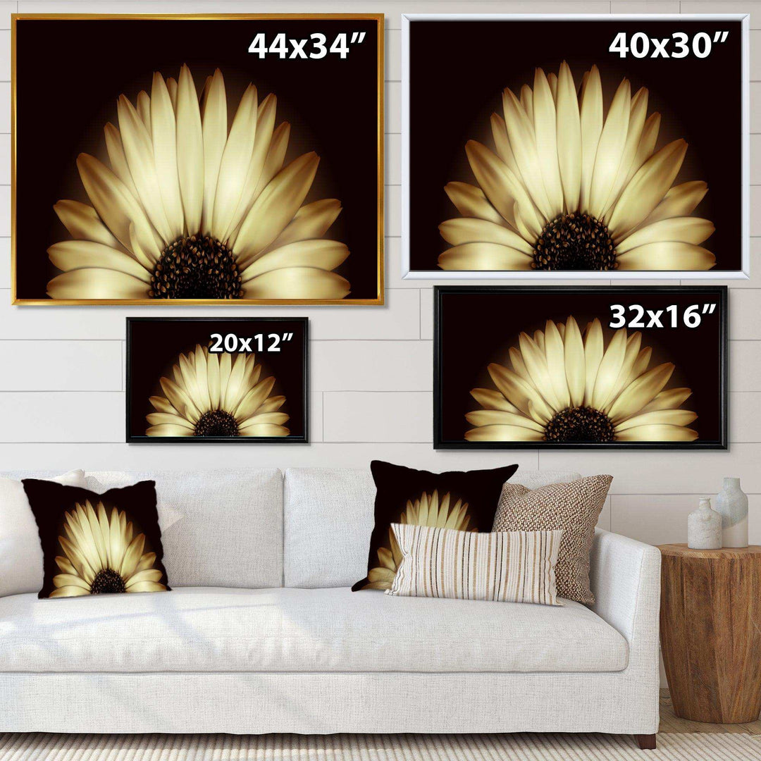 Sunflower in Black background - Floral Canvas Wall Art