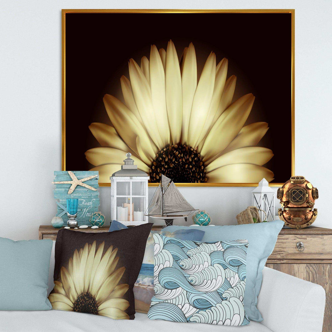 Sunflower in Black background - Floral Canvas Wall Art