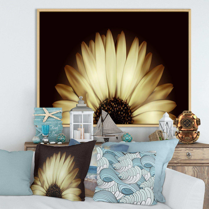 Sunflower in Black background - Floral Canvas Wall Art