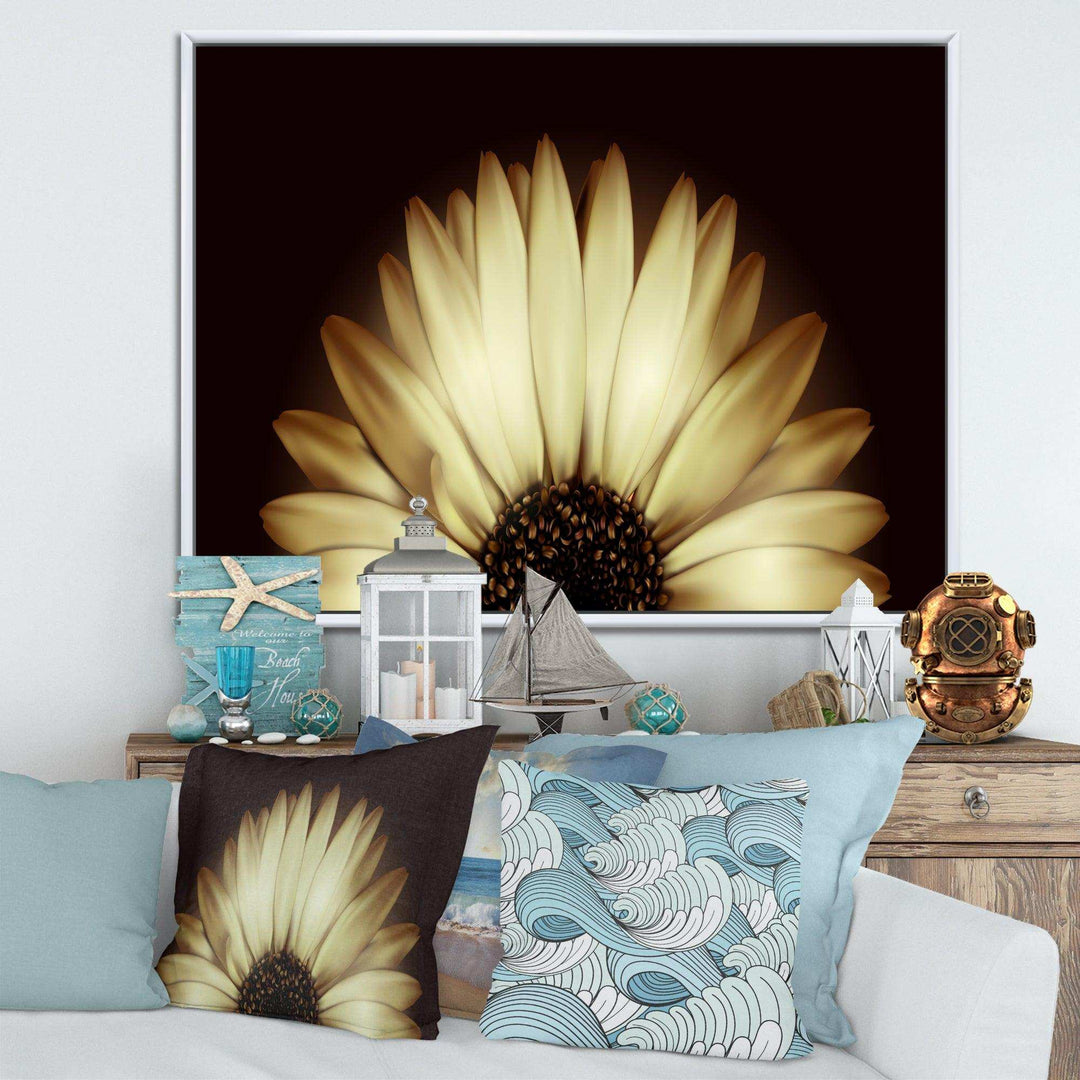 Sunflower in Black background - Floral Canvas Wall Art