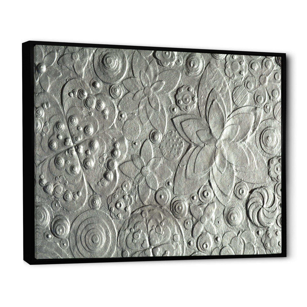 Silver flower embossing - Floral Living Room Wall Decor