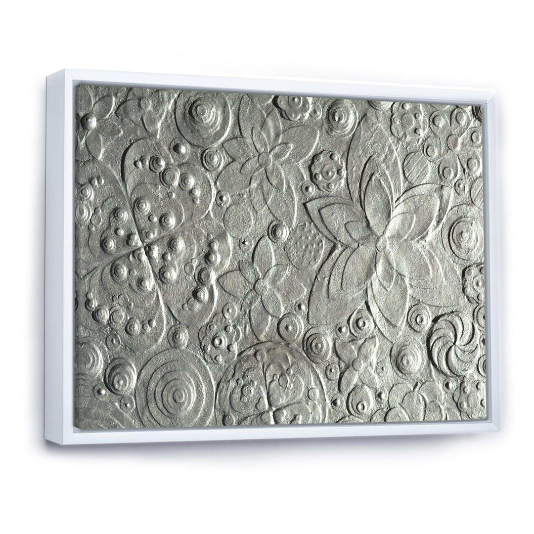 Silver flower embossing - Floral Living Room Wall Decor