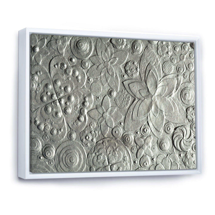 Silver flower embossing - Floral Living Room Wall Decor