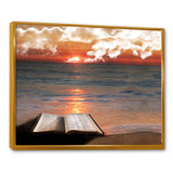 Open Bible in Cloudy Sunset