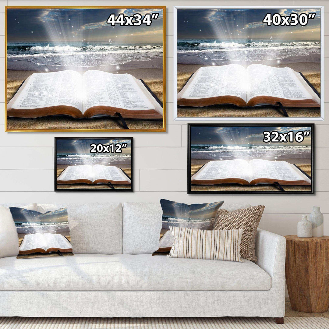 Jesus Bible at beach
