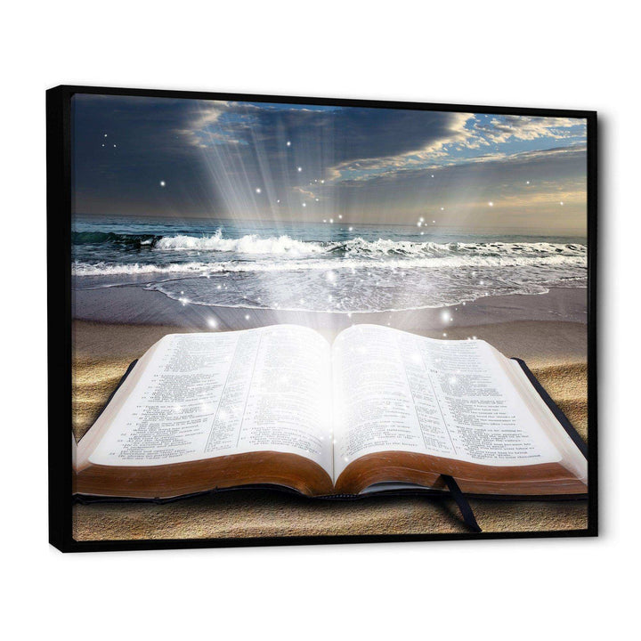 Jesus Bible at beach