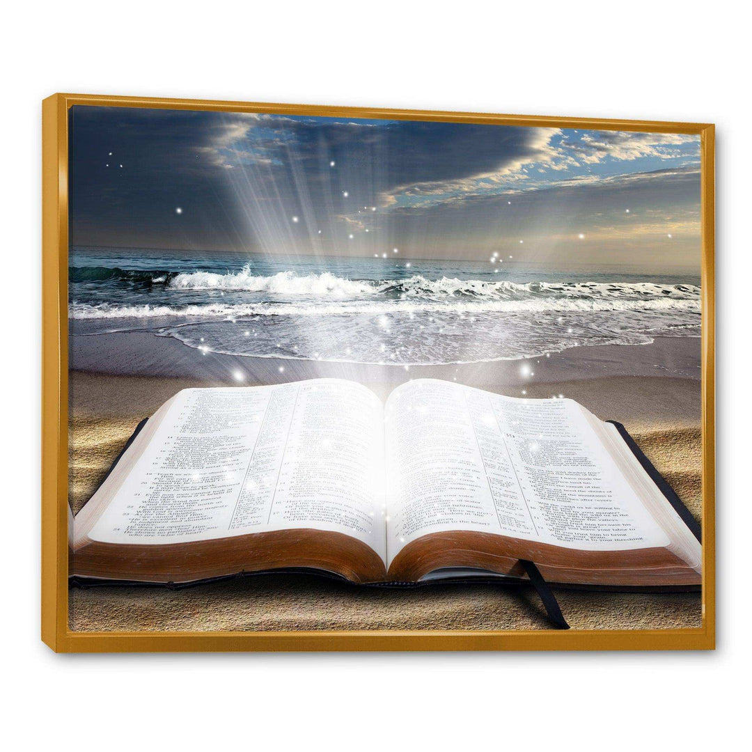 Jesus Bible at beach