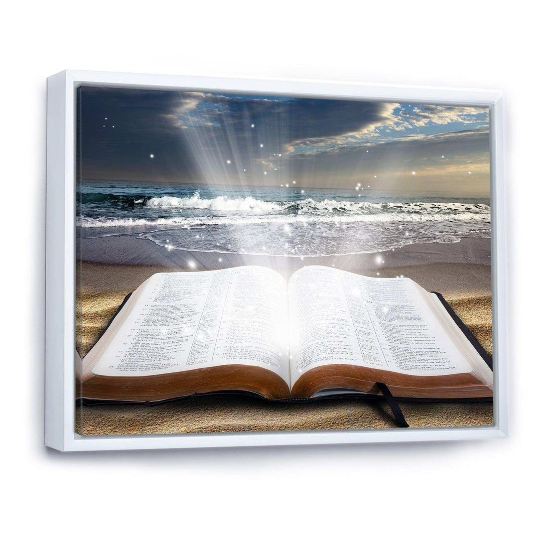 Jesus Bible at beach