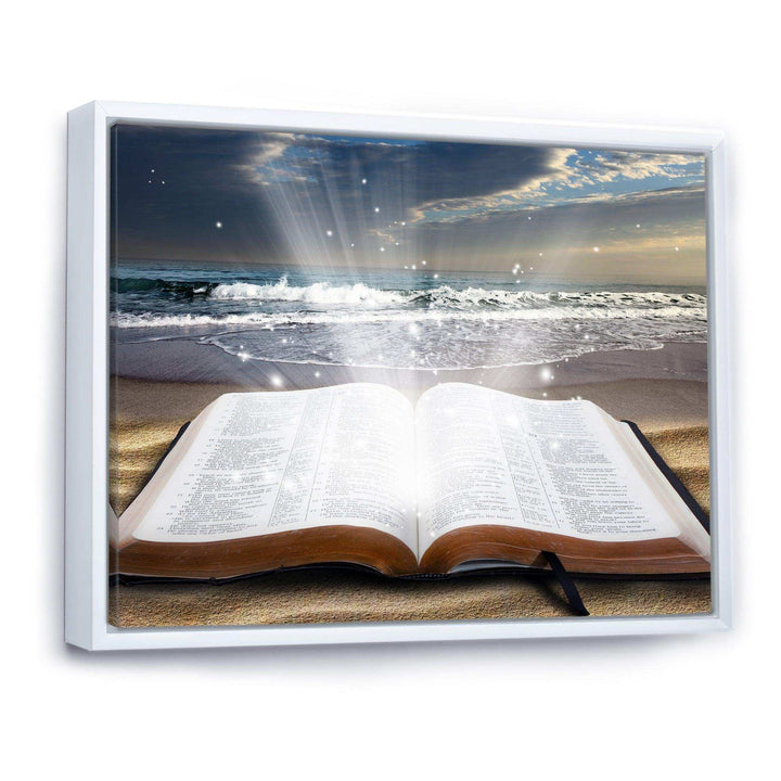 Jesus Bible at beach