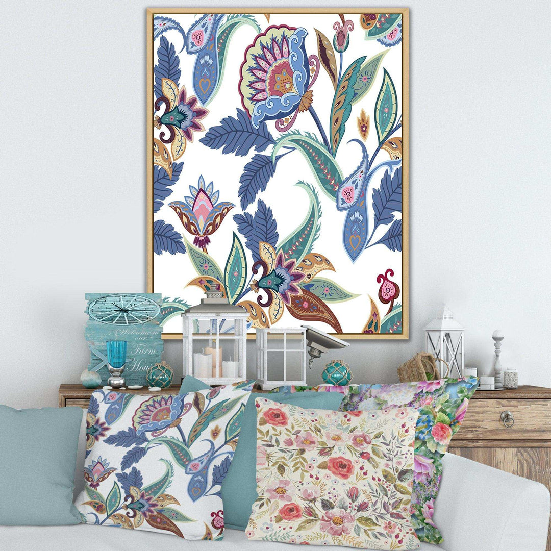 Fantasy Flowers Paisley Pattern - Living Room Wall Decor