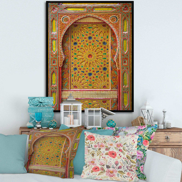Moroccan Entrance Door in Fez - Traditional Living Room Wall Decor