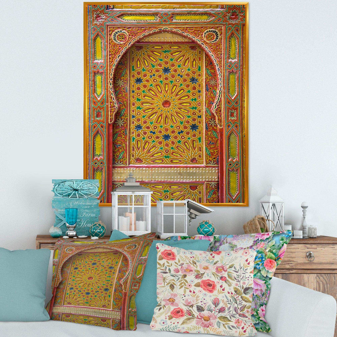 Moroccan Entrance Door in Fez - Traditional Living Room Wall Decor