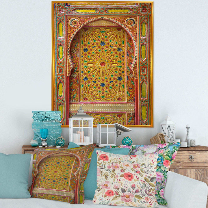 Moroccan Entrance Door in Fez - Traditional Living Room Wall Decor