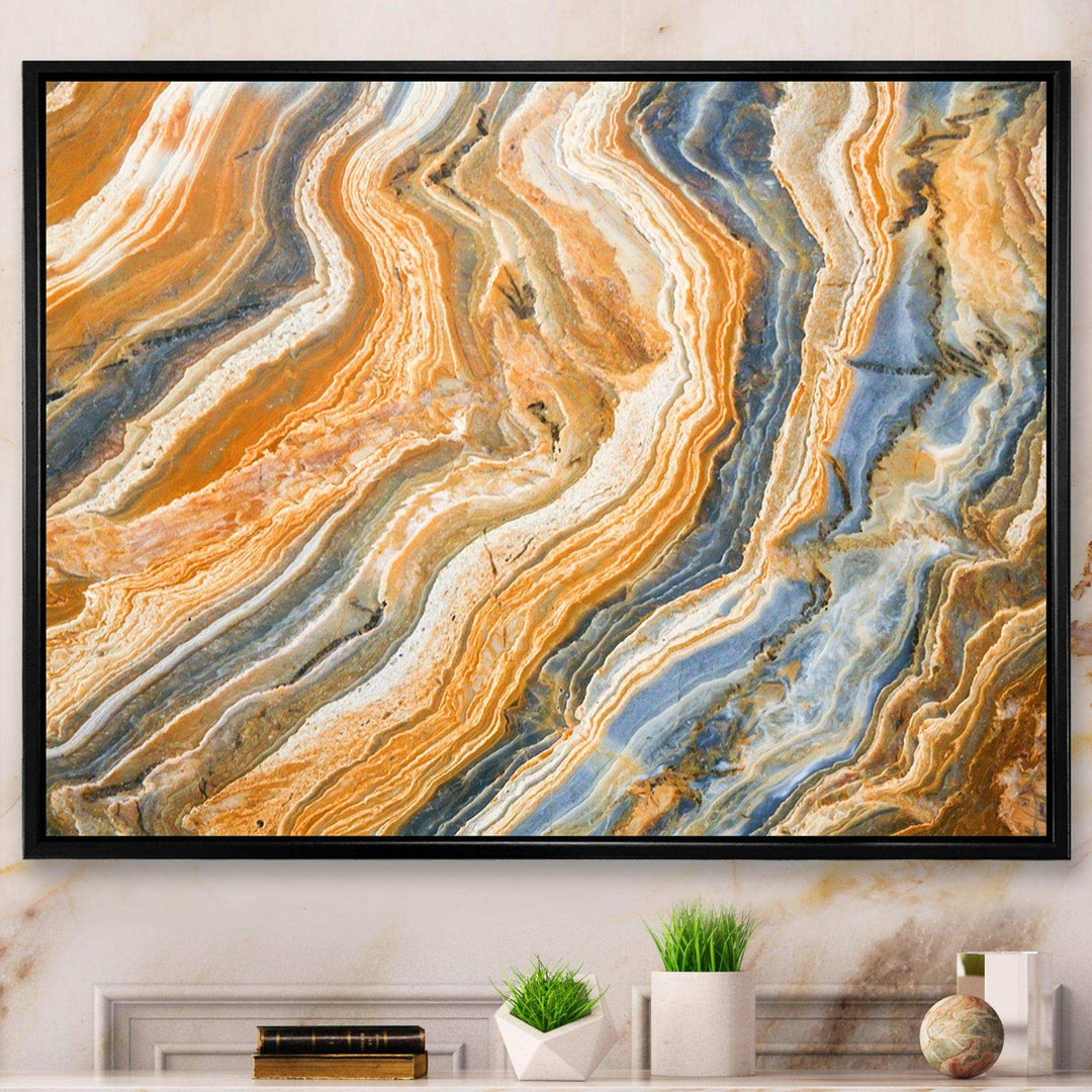 Segment Layers of Marbled Rock - Traditional Bedroom Wall Art