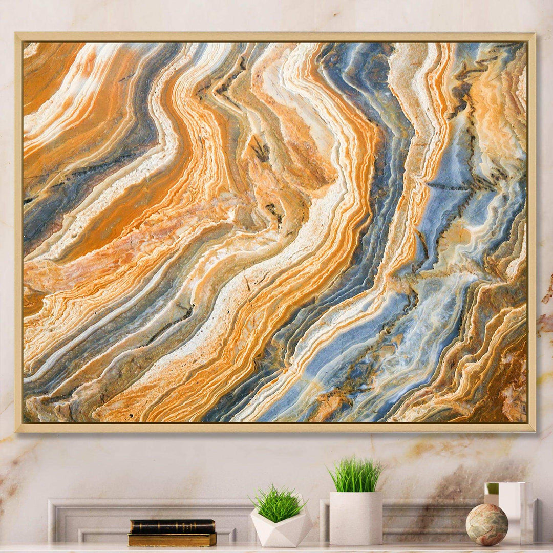 Segment Layers of Marbled Rock - Traditional Bedroom Wall Art