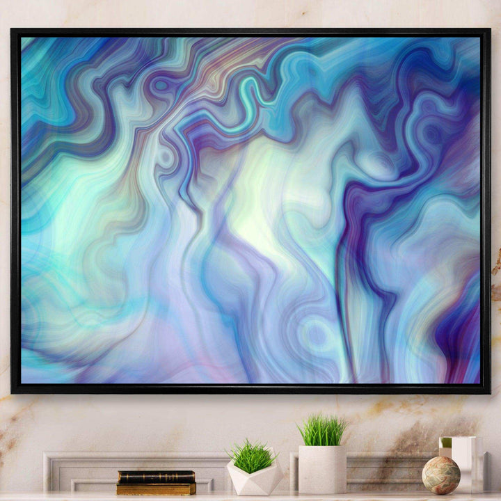 Marbled Colours in Shades of Turquoise and Purple - Modern Canvas Wall Art