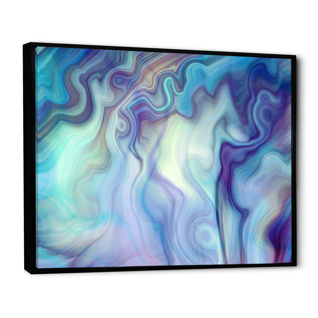Marbled Colours in Shades of Turquoise and Purple - Modern Canvas Wall Art