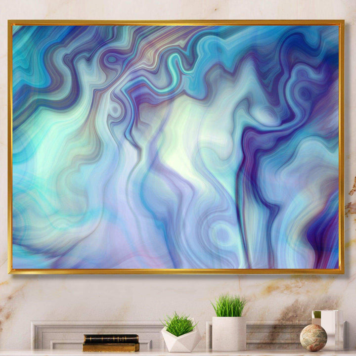 Marbled Colours in Shades of Turquoise and Purple - Modern Canvas Wall Art