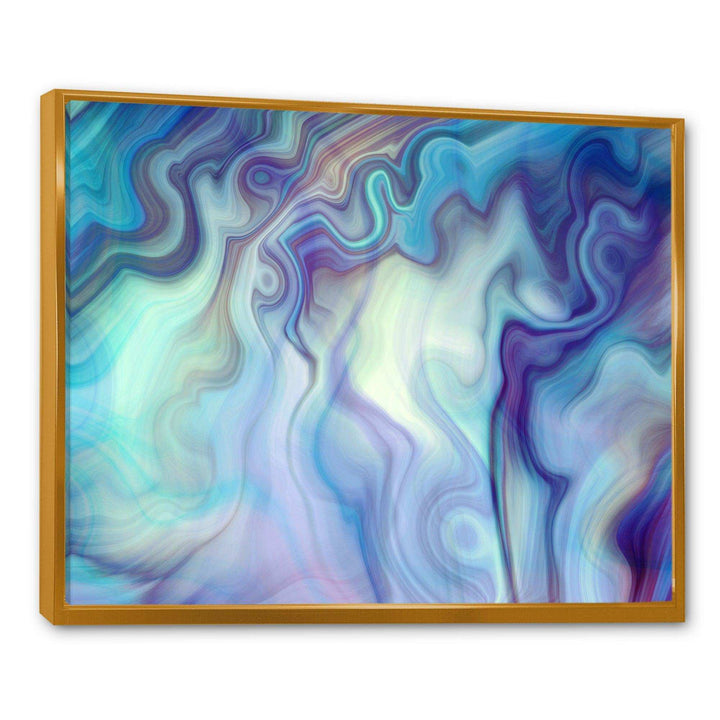 Marbled Colours in Shades of Turquoise and Purple - Modern Canvas Wall Art
