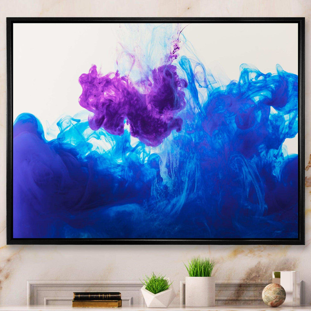 Blue and Purple Ink Composition - Mid-Century Modern Living Room Wall Decor