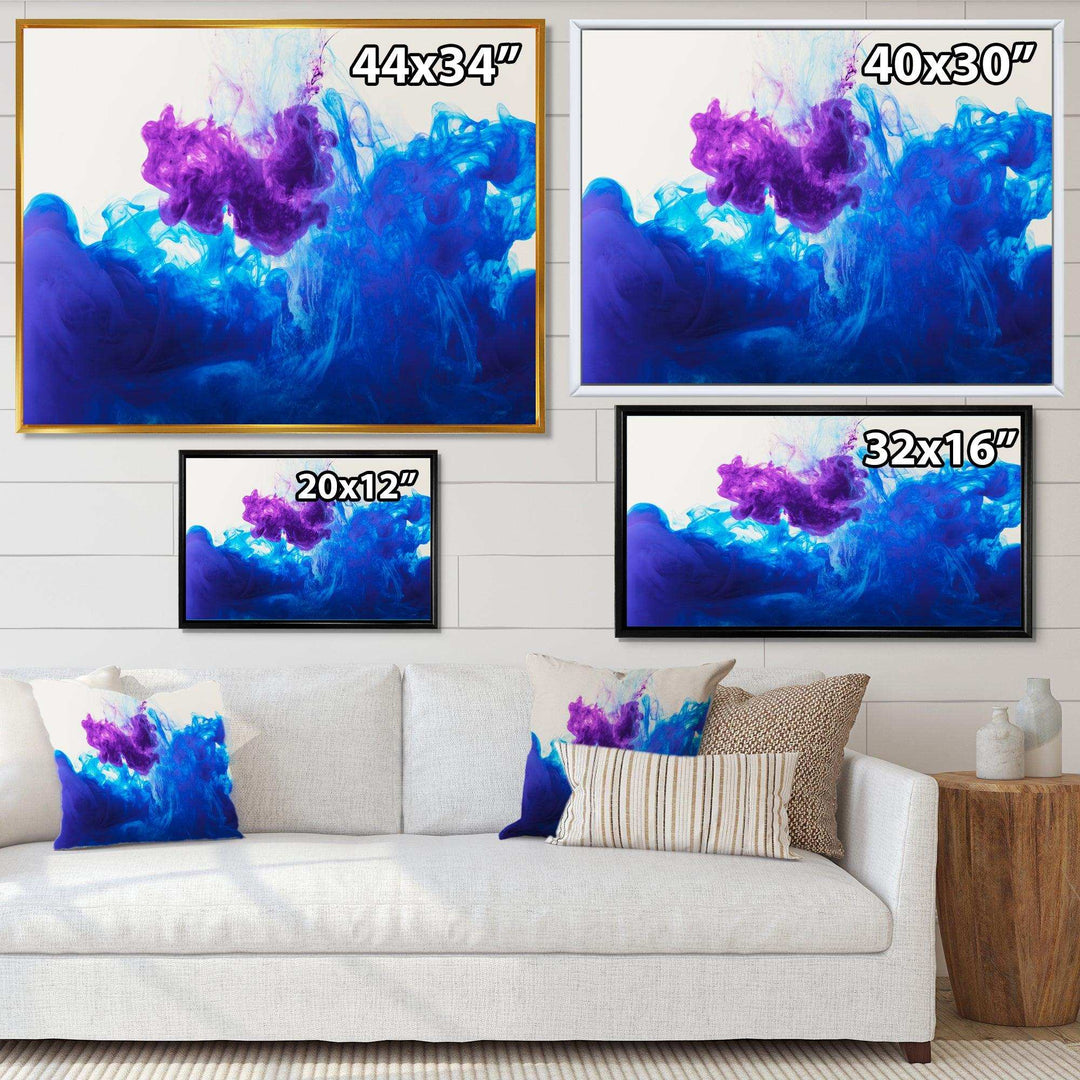 Blue and Purple Ink Composition - Mid-Century Modern Living Room Wall Decor