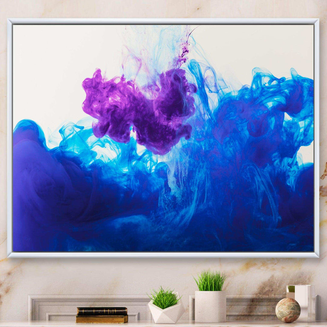 Blue and Purple Ink Composition - Mid-Century Modern Living Room Wall Decor