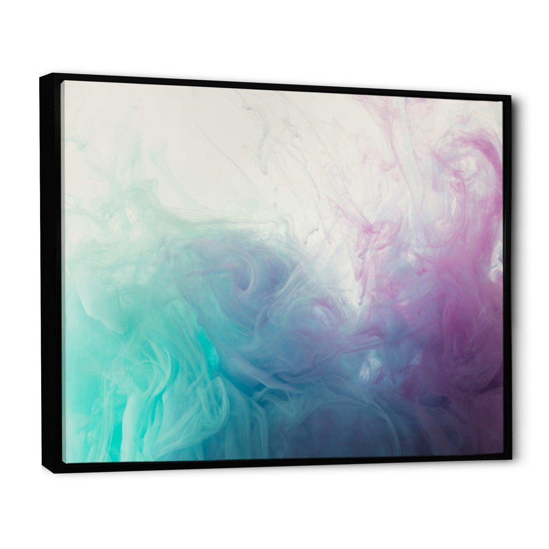 Cyan, Blue and Pink water in Ink Composition - Mid-Century Modern Canvas Wall Art