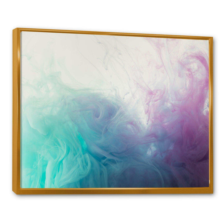 Cyan, Blue and Pink water in Ink Composition - Mid-Century Modern Canvas Wall Art