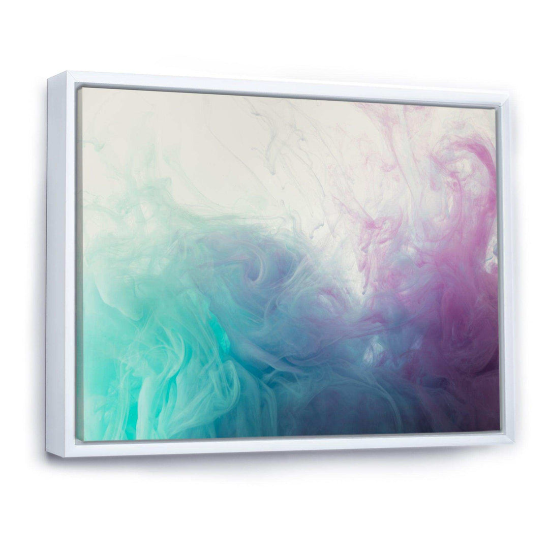 Cyan, Blue and Pink water in Ink Composition - Mid-Century Modern Canvas Wall Art