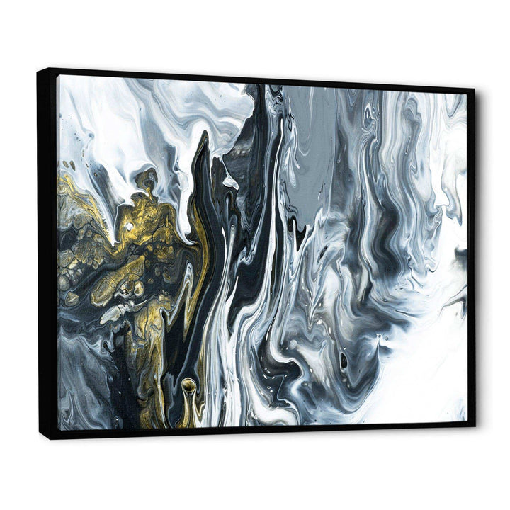 White, grey and White Hand Painted Marble Acrylic - Mid-Century Modern Bedroom Wall Art