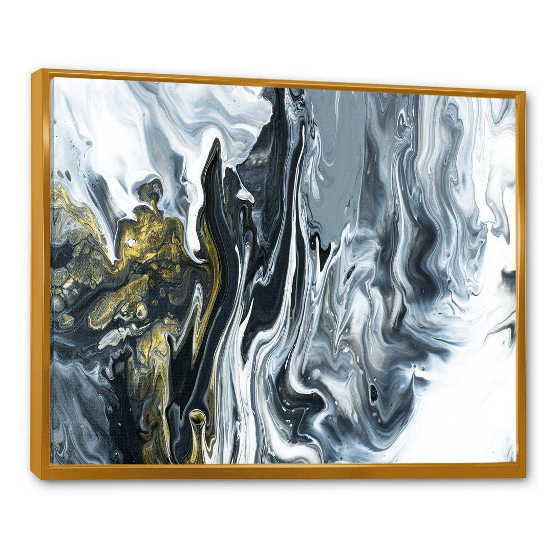 White, grey and White Hand Painted Marble Acrylic - Mid-Century Modern Bedroom Wall Art